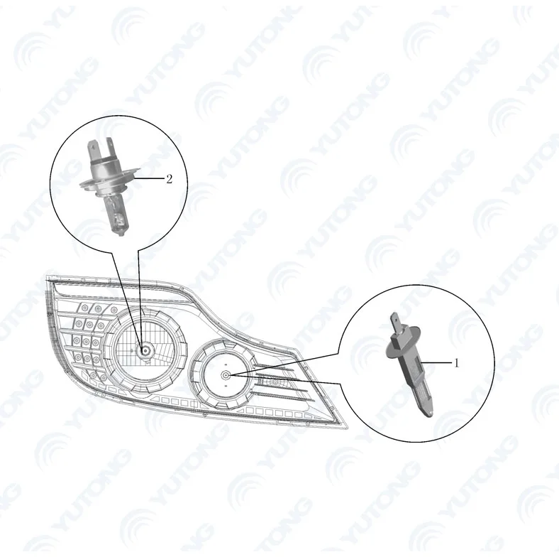 Yutong bus parts front light black headlamp 4121-00340 ZK6127