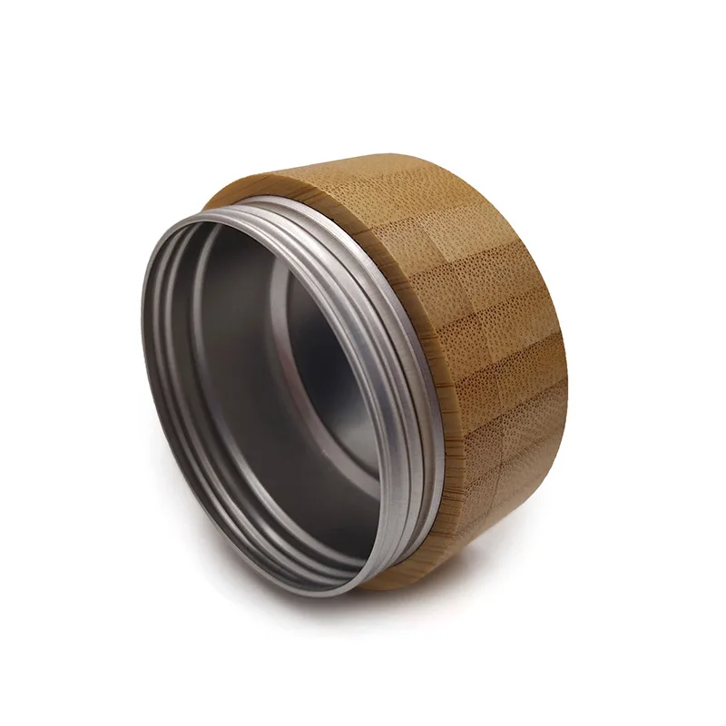 beech wood round Cosmetic Cream Jars Luxury walnut Cosmetic Packaging 10g 15ml 25g 30g beech wood Aluminum Jar With Bamboo Lid