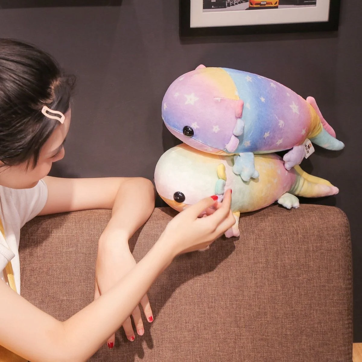 Wholesale colorful plush salamander toy children birthday gifts axolotl plush doll custom doll manufacturers