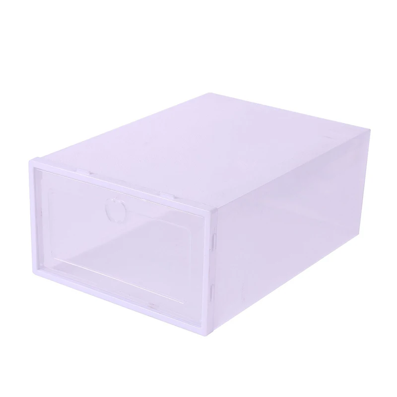 Foldable transparent shoe box plastic storage drop front sneakers clear stackable organizer