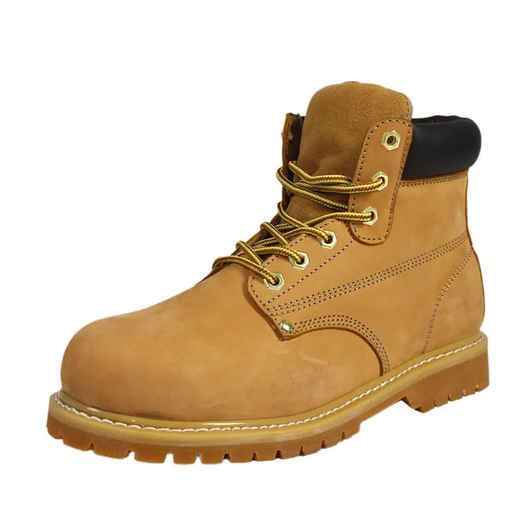 Wheat  Nubuck Cow Leather Classic Good Year Welted  Safety Boots Mens Safety Boots