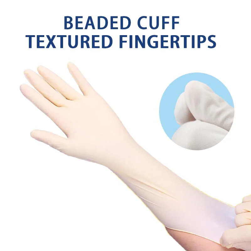 Disposable Latex Gloves 12 inches Fingertip Textured  Lengthened Powder Free For House Cleaning Hotel Services Hand Protection