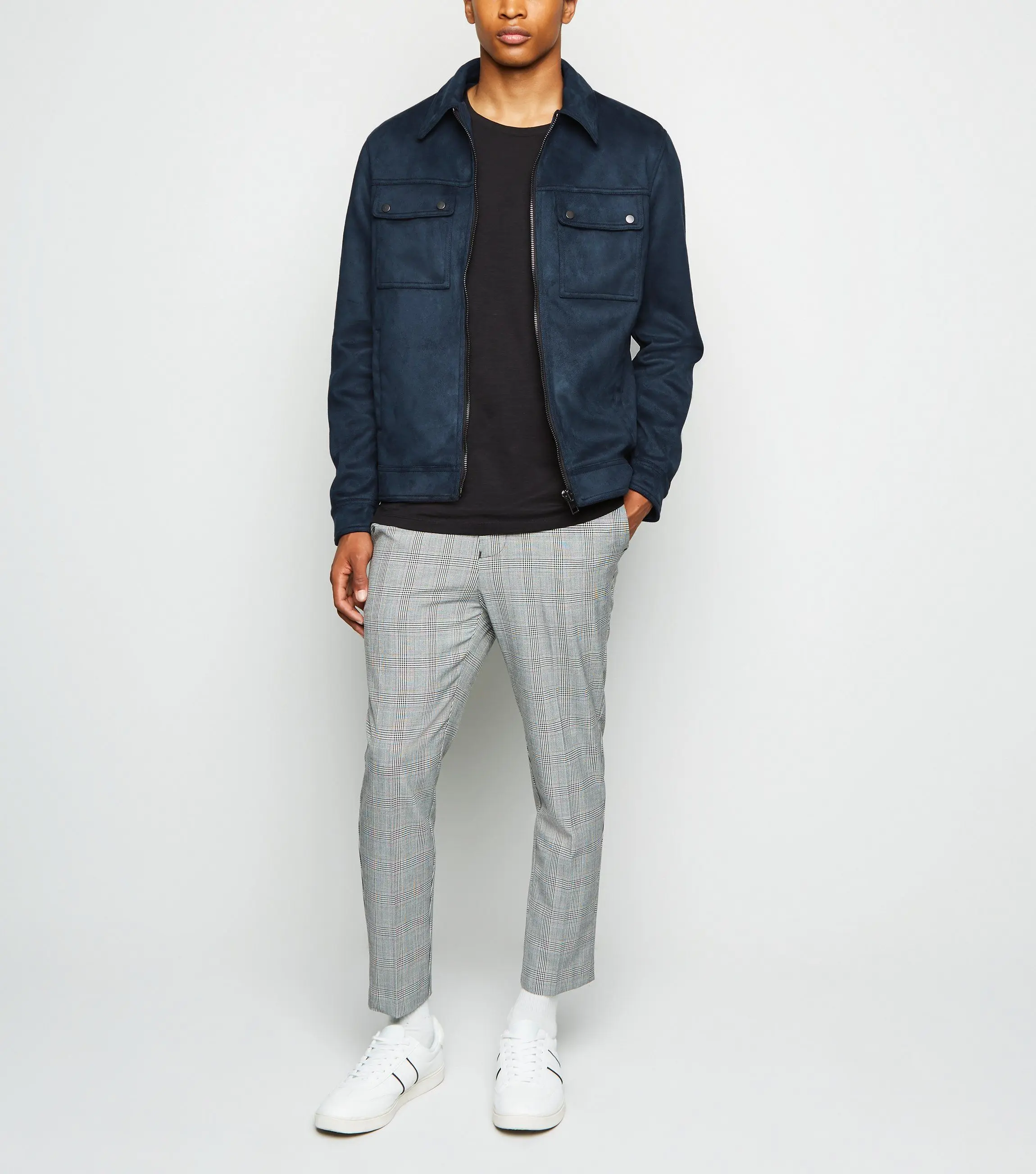 Hot Sale Dongguan Factory Custom Logo Navy Mens Casual Suede Jacket