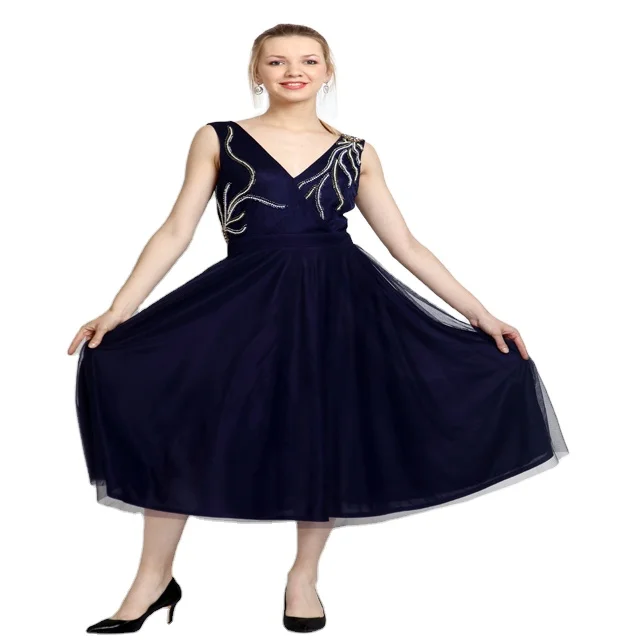 Empyrium High-Fashion Beaded Net Midi Evening/Party Dress Floor-Length Style from Indian Supplier