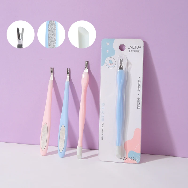 Wholesale Many Style Plastic Nail File And Buffer Custom Logo Salon Nail Care Dead Skin Remover Fork Portable Manicure Pedicure