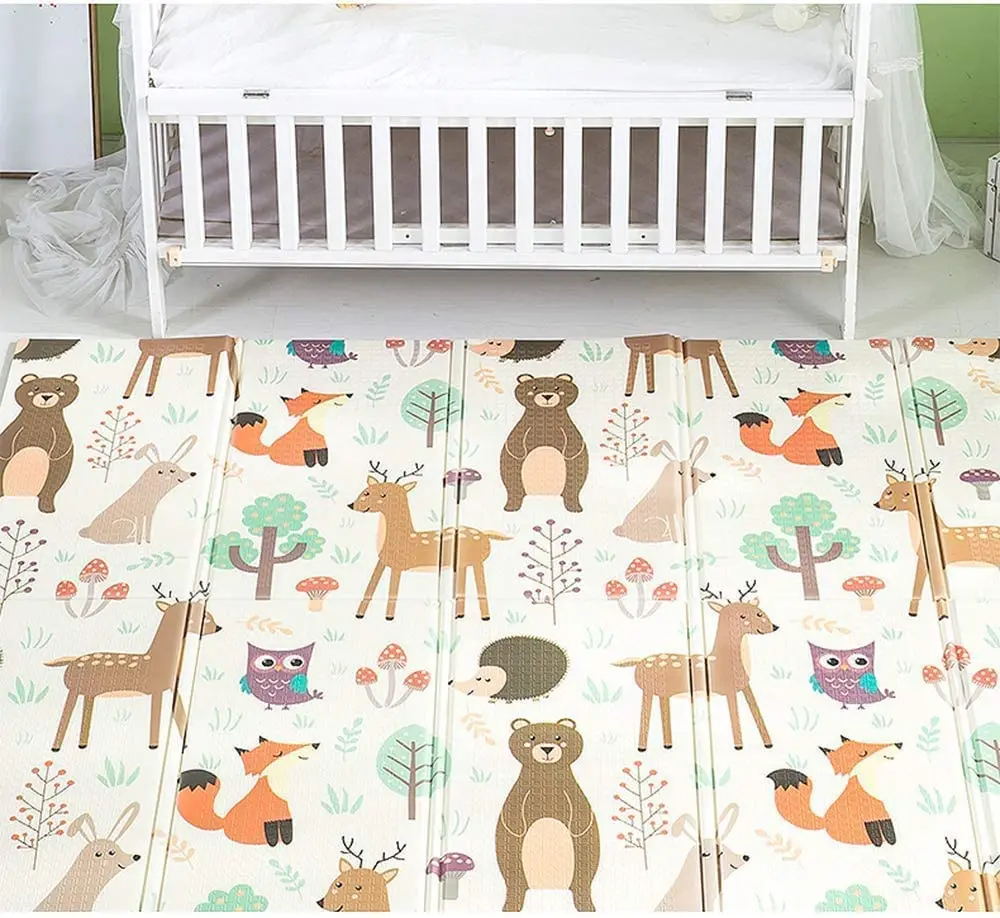 Baby Play Mat for Floor Super Soft Plush Surface Playmat for Toddlers & Infants - Extra Thick (0.8cm) Large Padded Non-Slip Rug