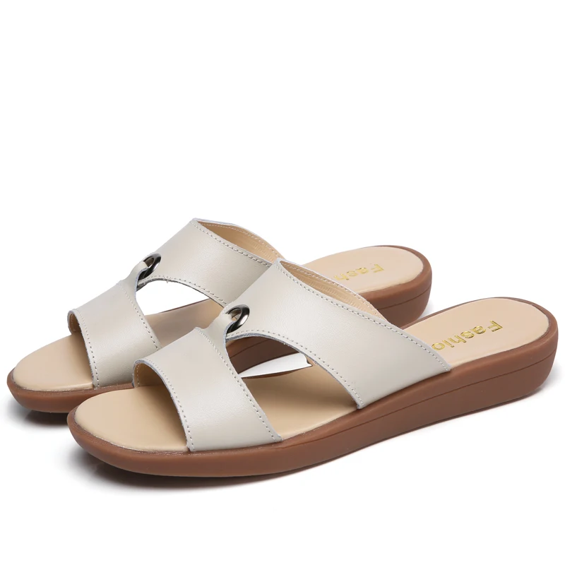 Leather Open Toe Fashion Leisure Beach Walk Slippers Flat Color Student Shoes slippers women summer flip flops women shoes