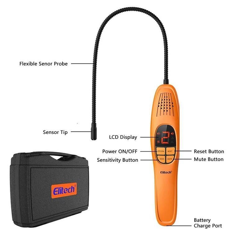 M2U LD-200 2022 hot selling Leak Detector with Rechargeable Heated Diode Refrigeration equipment with long sensor