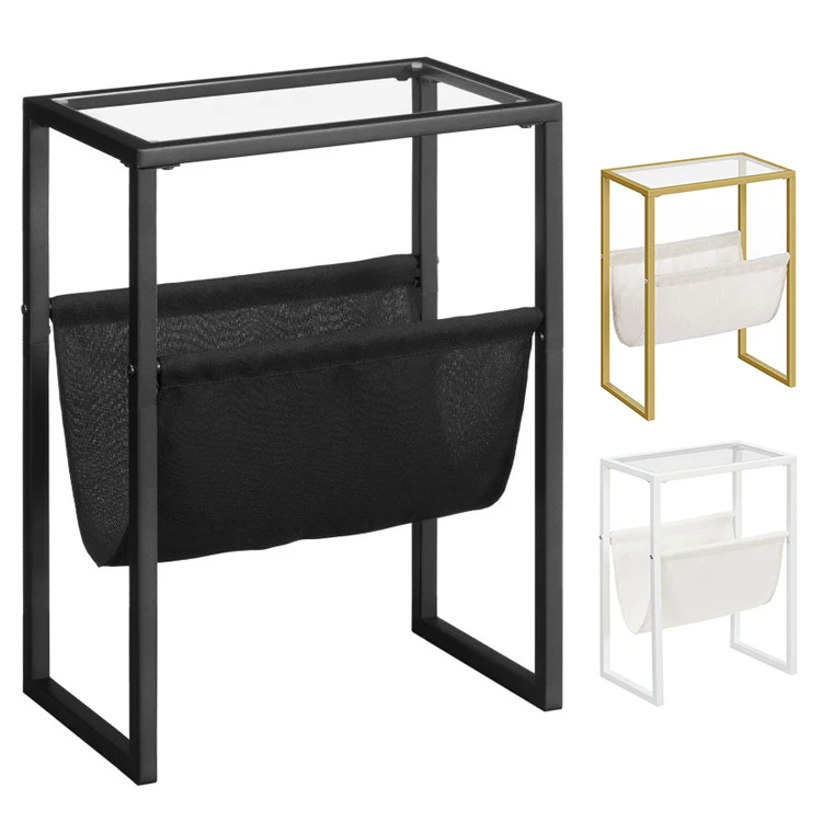 Wholesale Modern Metal and Glass Side Tables, HOOBRO Brand Glass Top End Table with Metal Frame, Luxury Glass Accent Lamp Table
