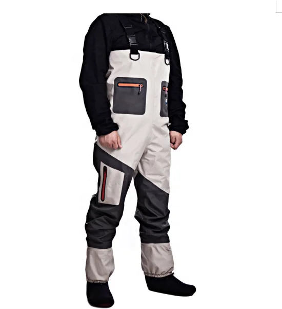 Мужская 5 слоев груди дышащие прорезиненный комбинезон с сапогами для рыбалки