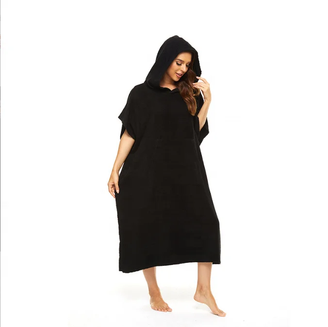 Custom Designs Solid Color Hooded Beach Towel Surf Microfiber Adult Terry Cotton Bath Poncho Terry Cloth Robes