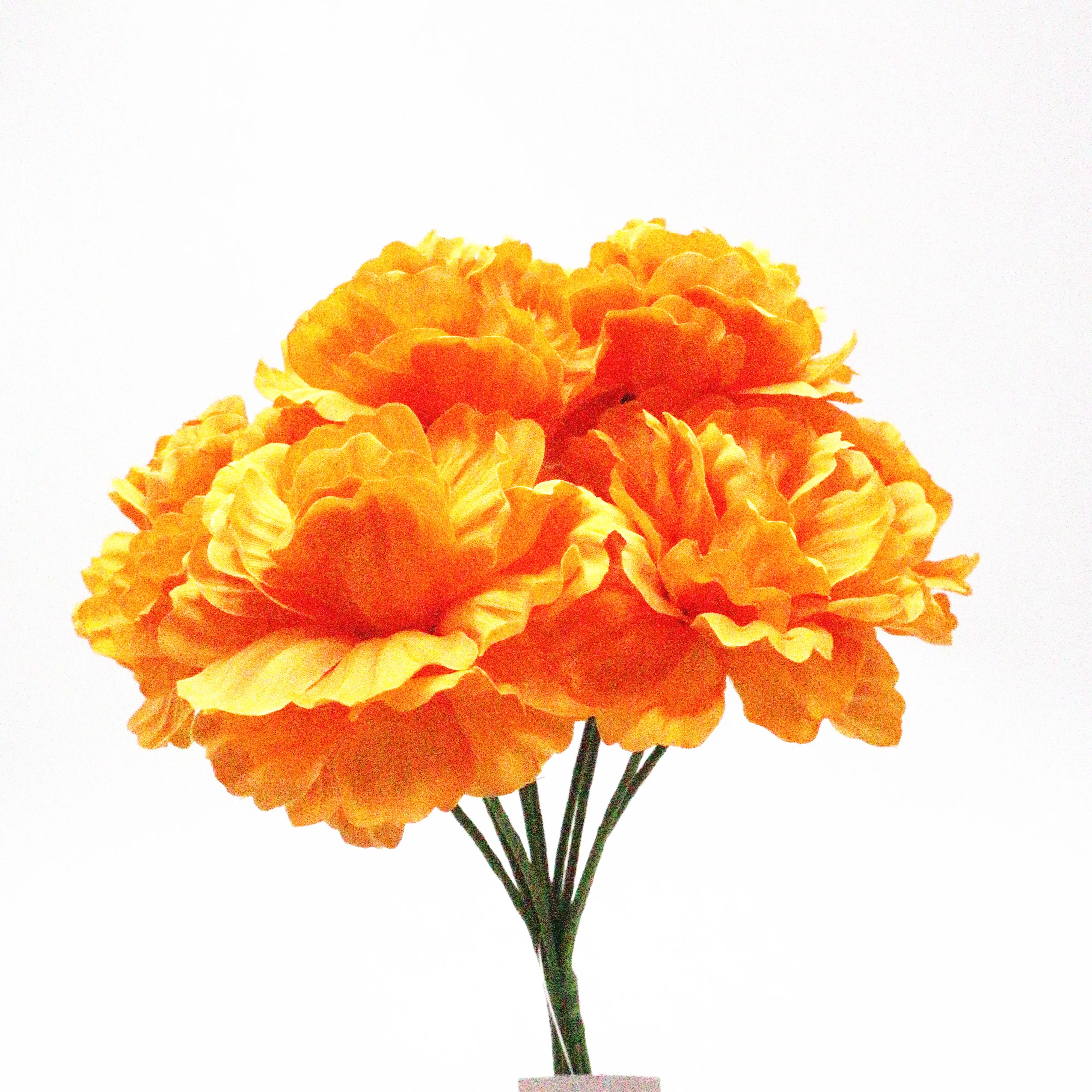 Orange Artificial Marigold Flowers Bulk Ball Bouquets by Factory Direct Silk Flowers Arrangement for  Centerpiece Flower