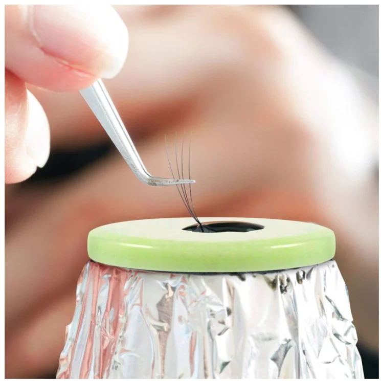 Eyelash Extension Round Jade Stone Wholesale Eyelash Pink Glue Holder Jade Stone For Eyelash Extension