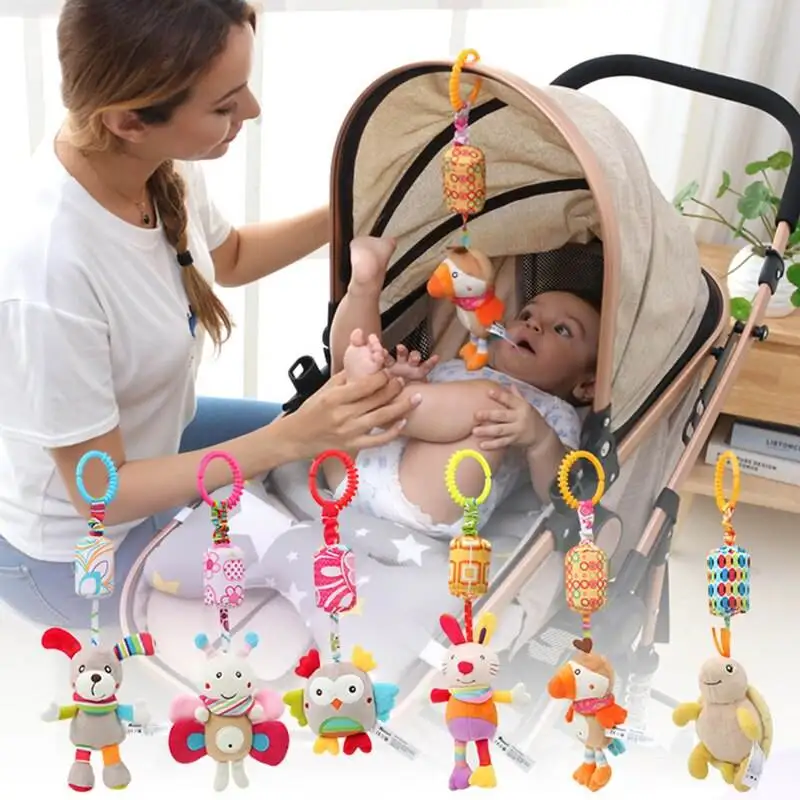 Baby Sensory Hanging Rattles Soft Learning Toys Plush Animals Stroller Infant Car Bed Crib With Teether For Bebe Toddlers