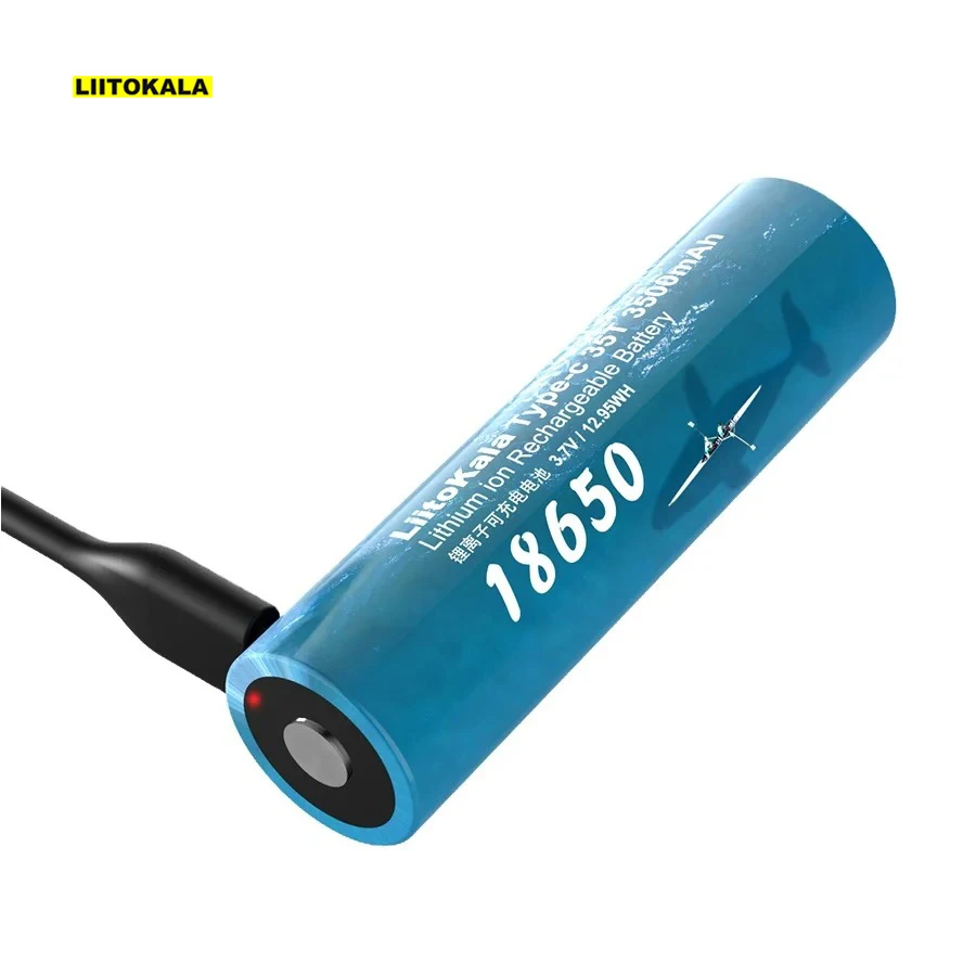 HOT Factory Outlet Genuine Original LiitoKala 35T Type-C 5V Input 3.7V 18650 3500mAh Capacity Rechargeable Lithium USB Battery