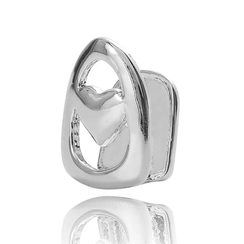 Wholesale Vampire dentures jewelry real gold plating hip hop brass single hollow heart grillz teeth