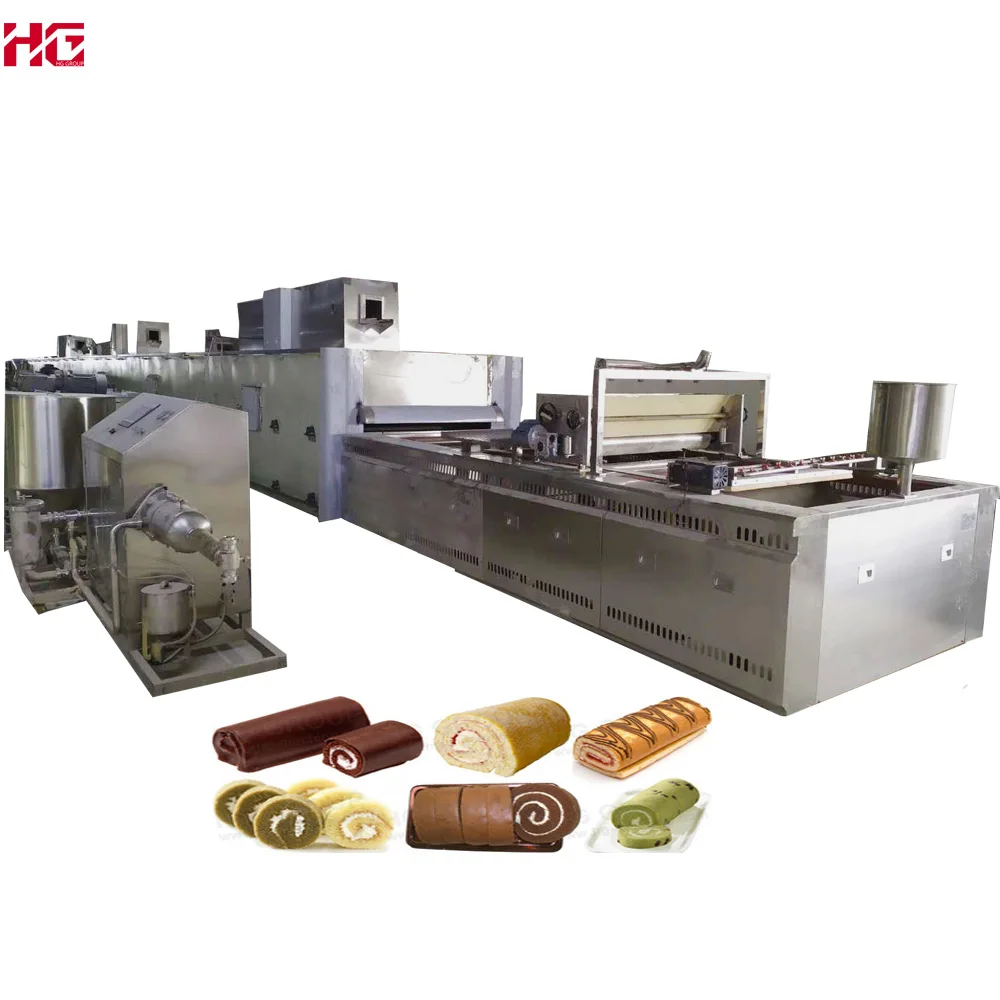 Cake Baking Manufacturing Equipment Automatic Layer Cake Bakery Equipment Stainless Custard Cake Production Line