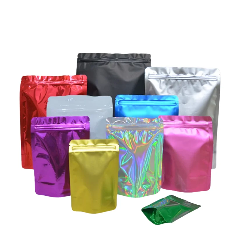 10 Colors Mixed Resealable Food Aluminum Foil Stand-up Packaging Bags Storage Bags with Double-sided printing