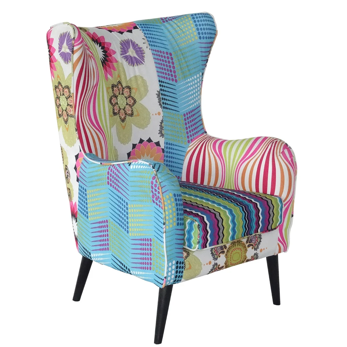 
french vintage indoor Patchwork dining sofa chair patchwork cover for dinning chair 