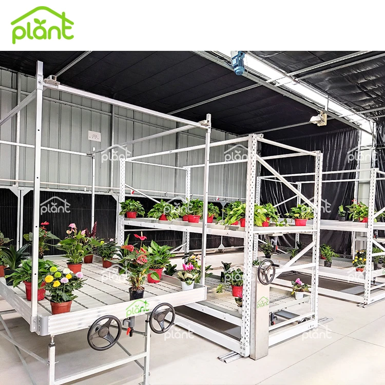 Factory Direct Sale 4x8ft hydroponic rolling benches Ebb Flow Flood Tables with Vertical Poles