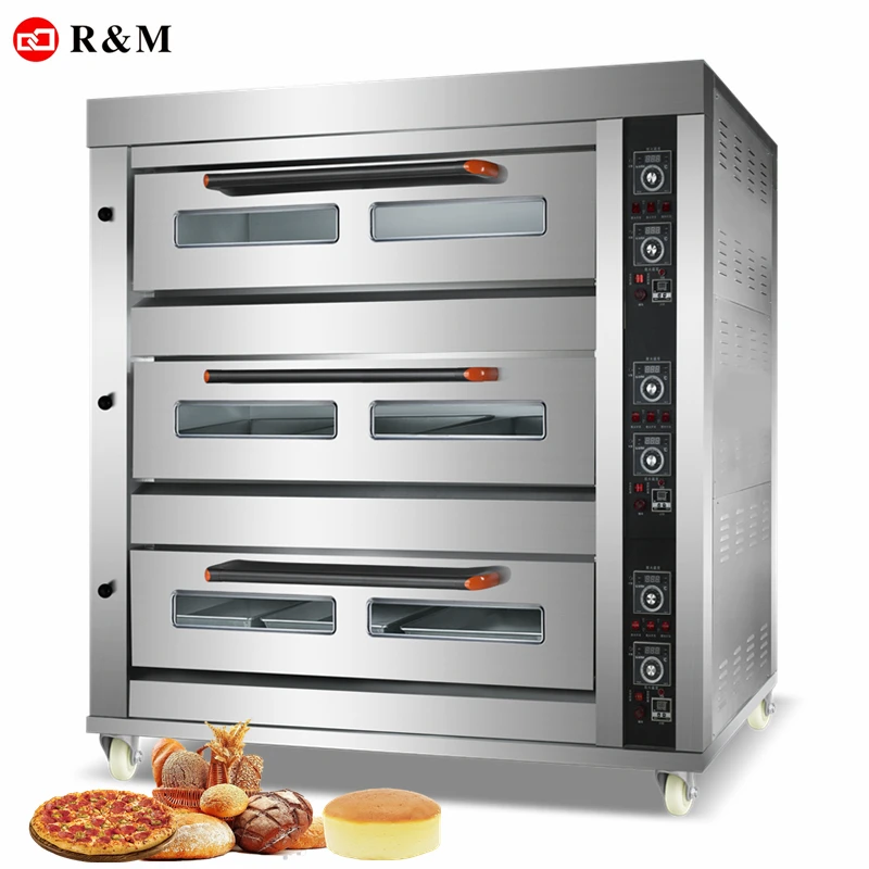  Коммерческая panaderia 3 колода 9 лотков коммерческая каменная Паровая газовая духовка для хлеба выпечки Хлебопекарная