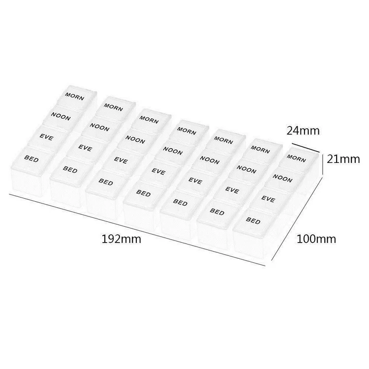28 Compartments Weekly Monthly Am Pm Medicine Storage Manufacturer Directly Sale rainbow 7 Colors Pill Box with PU Bag