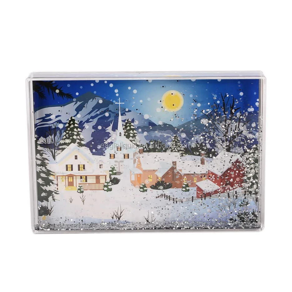 rectangle crystal water cube personalized aqua confetti block silver glitter picture photo frame for home decorations