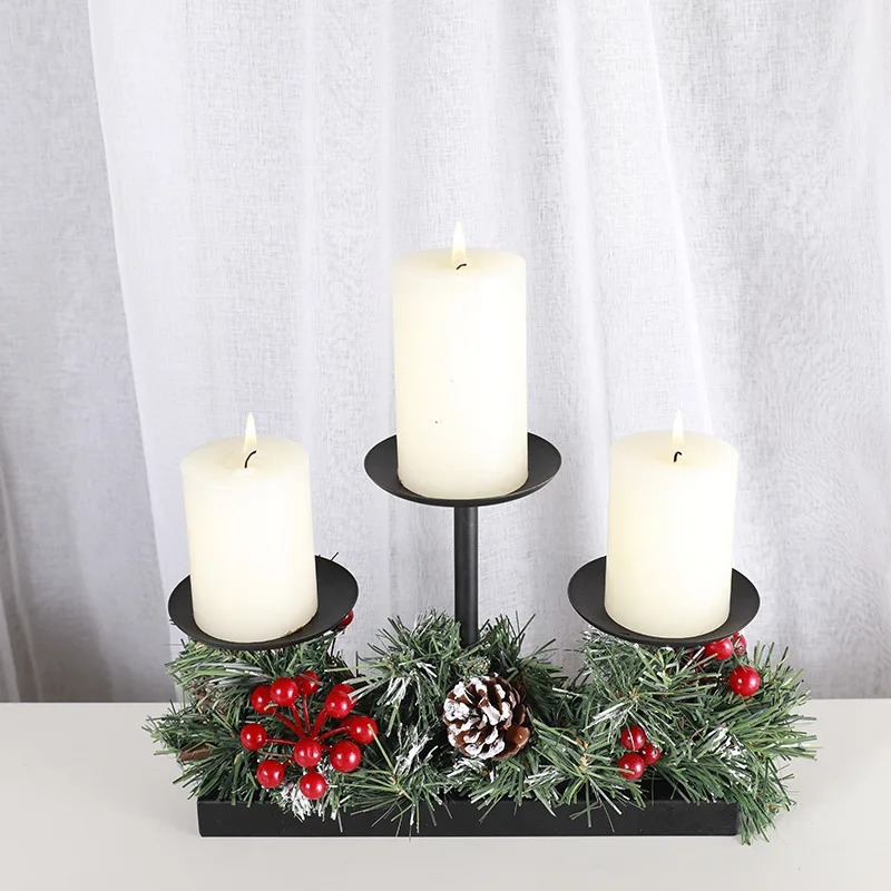Vintage Christmas Candle holder Metal Candle stick Candlestick table centerpiece Iron Candle Stand