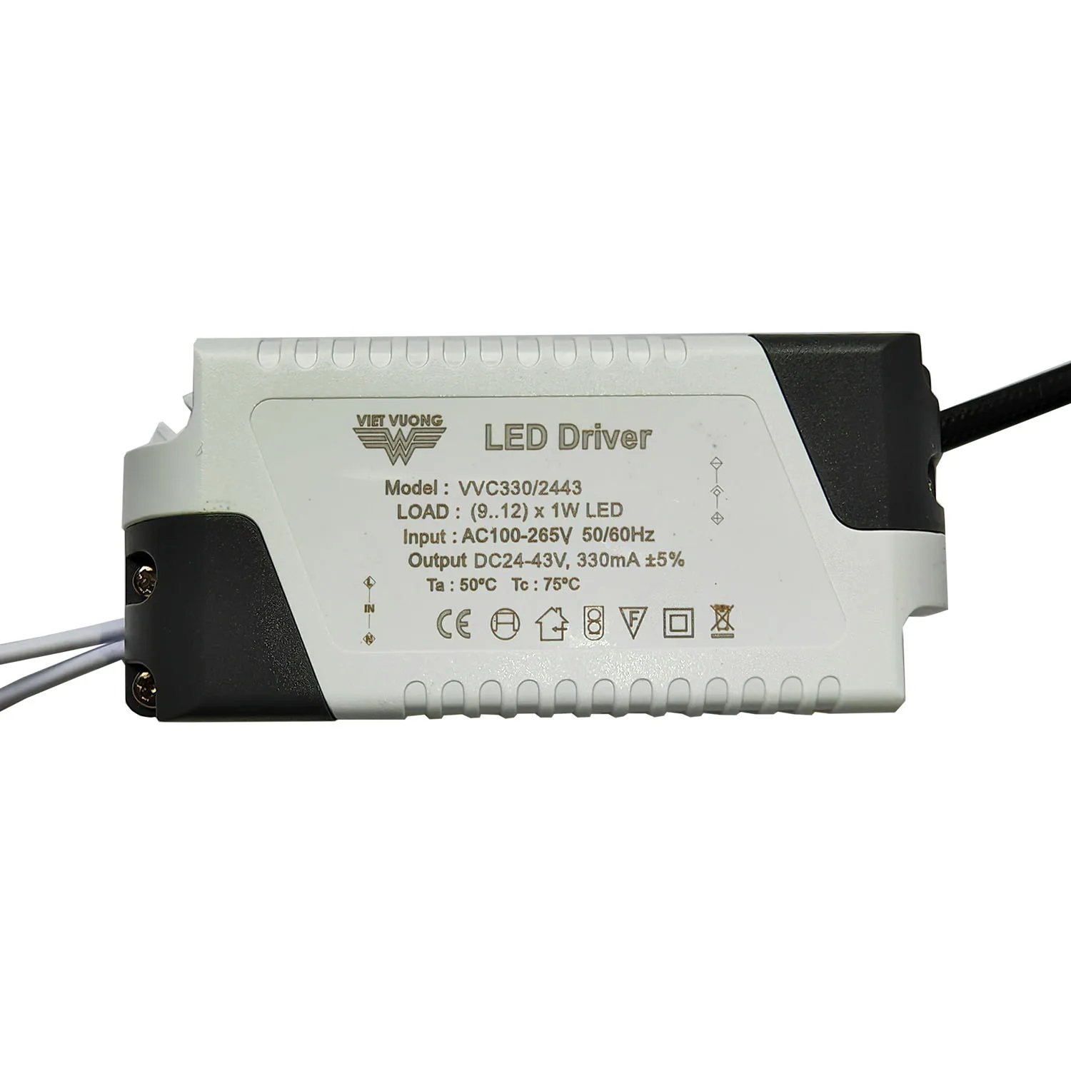 led driver 330ma 9-12W 24-43V with plastic case Aishi capacitor 5 years warranty
