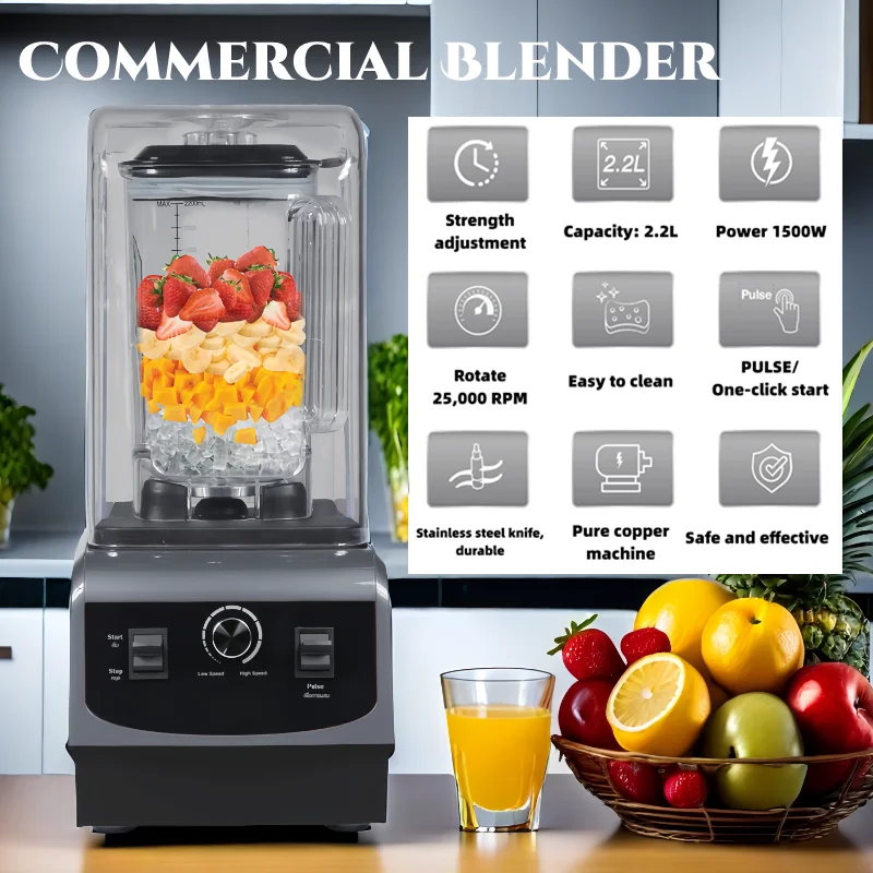 OEM Heavy Duty Commercial with Sound Cover Factory High Quality Power Blender Food Mixer Smoothie machine for milk tea shop
