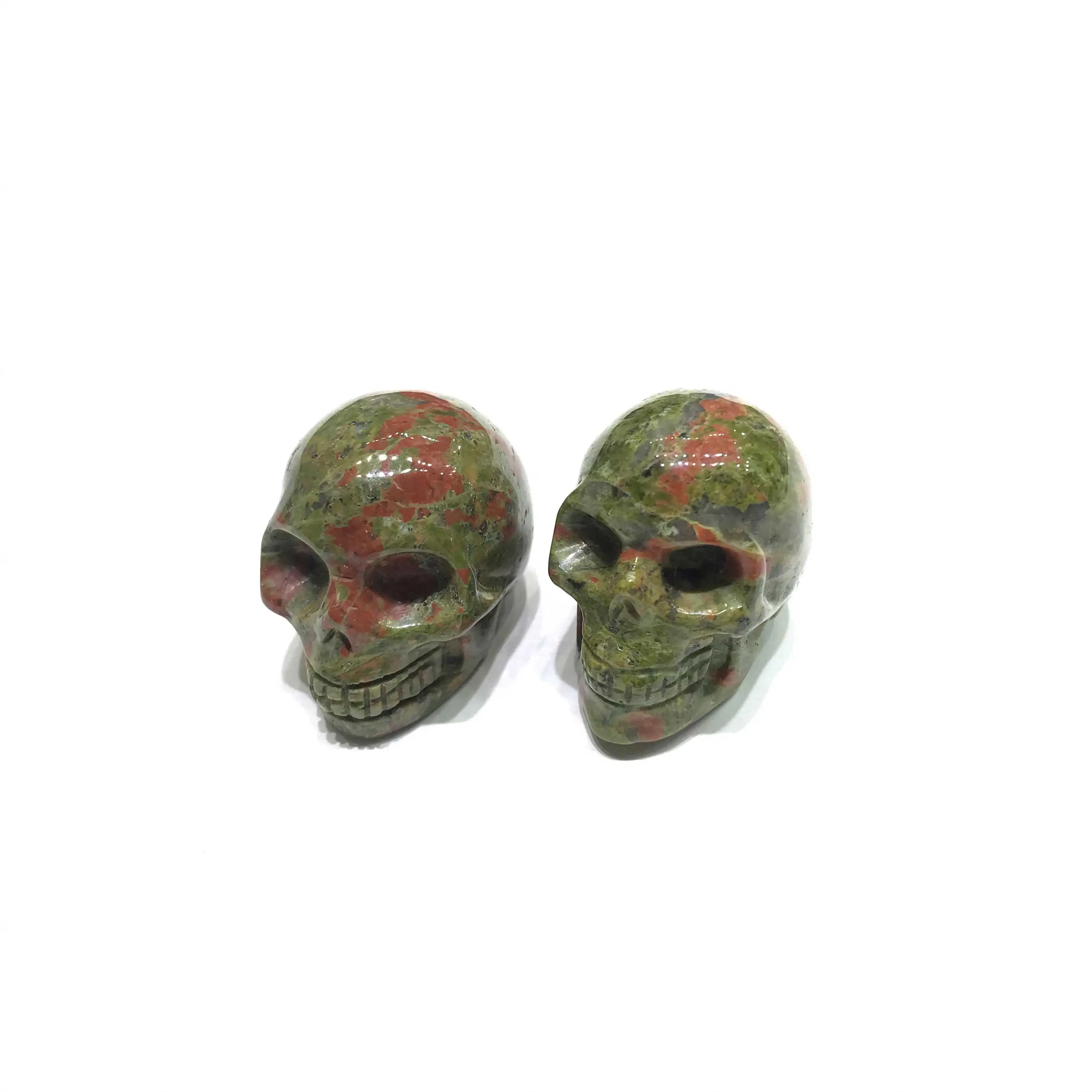 
Natural High Quality Small Unakite Green Red Crystal Skulls For Home Decoration Sale 