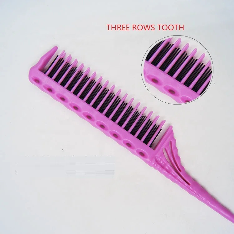 New design anti static multifunctional 3 rows tooth hair comb high temperature resistant hair comb with customized Logo color