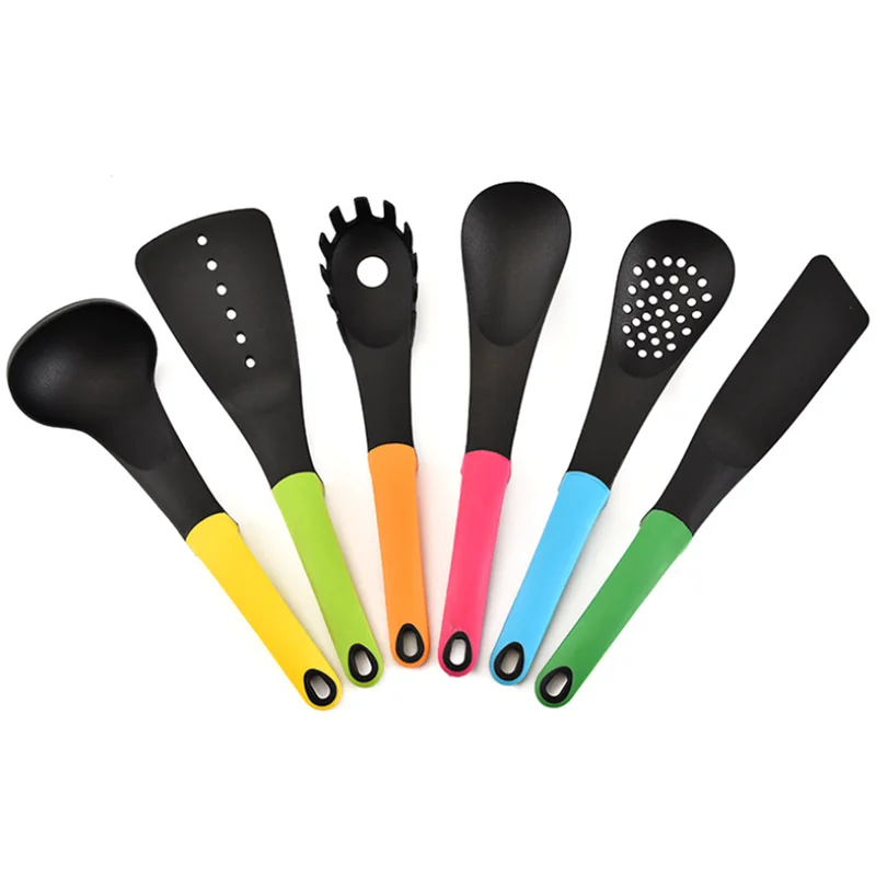 6Pcs Nylon Kitchen Utensil Set with Rotating Storage Stand Cooking Utensils for Kitchen