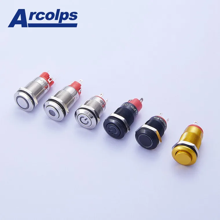 12v LED Stainless Steel Flat Head button16mm Self Return Momentary laching Push Button Switch