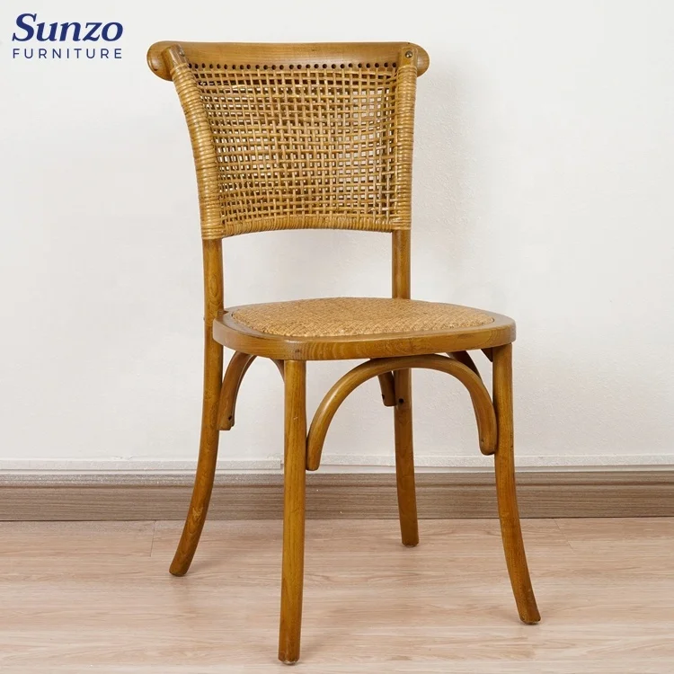 Wholesale Durable Bentwood Dining Chairs Stackable Rattan Seat Dining Room Chair