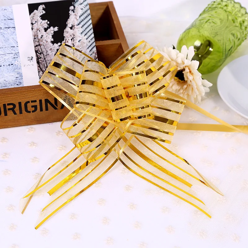 30mm Large Size Snow Gauze Hand Pull Wedding Supplies Gift Packaging Bow Decorative Pull Ribbon Manufacturers Wholesale