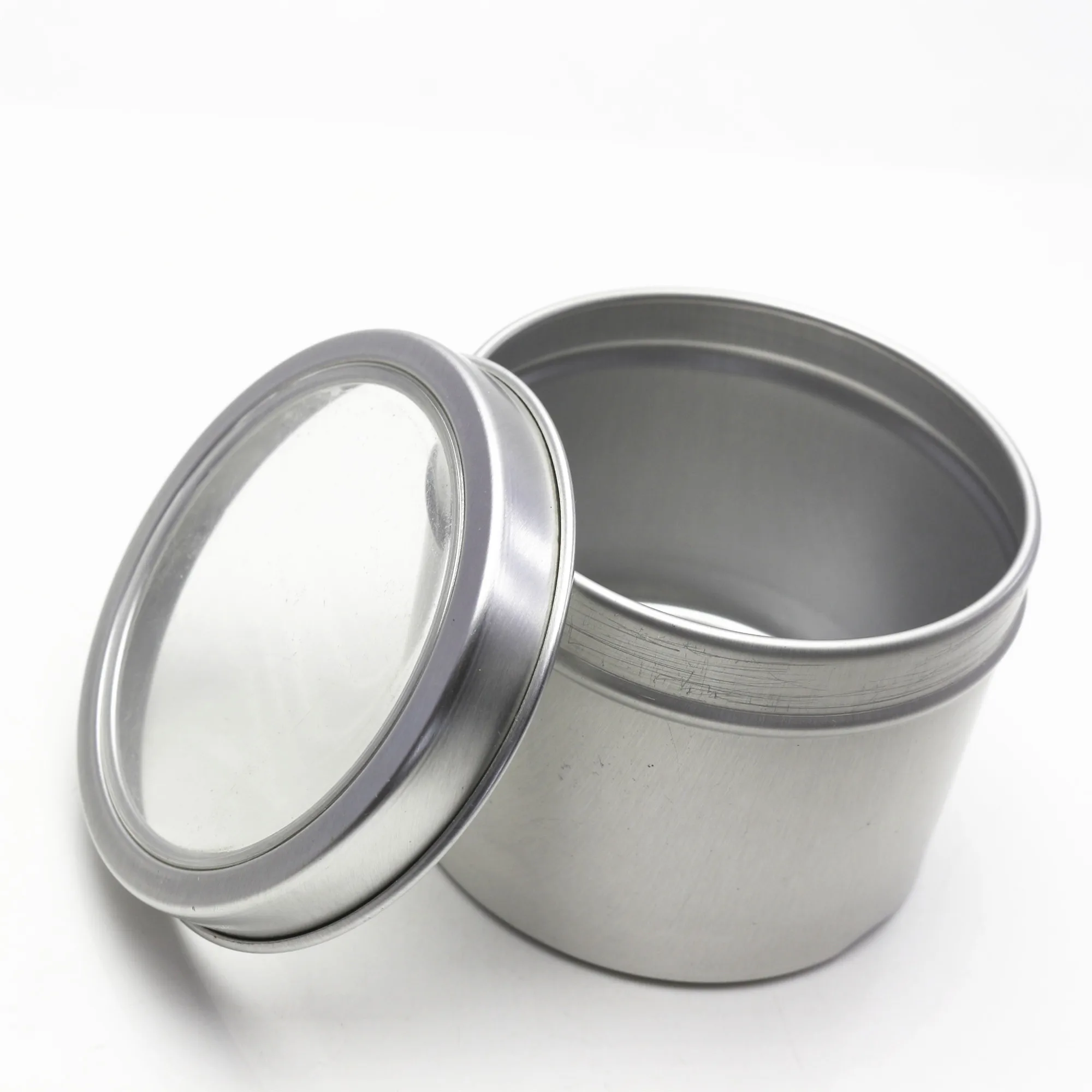 manufacture round aluminum tin cans jar 180ml 180g empty transparent window tin with slide lid AT-290K