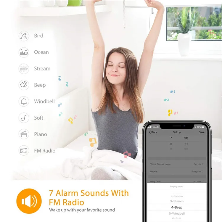 alarm clock wake up light alram clock with radio