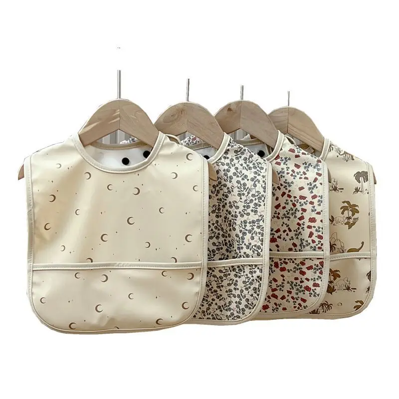 SZPAN полиэстеровый полиуретановый беспорядочный тканевый кнопочный водонепроницаемый полиэстеровый нагрудник для младенцев