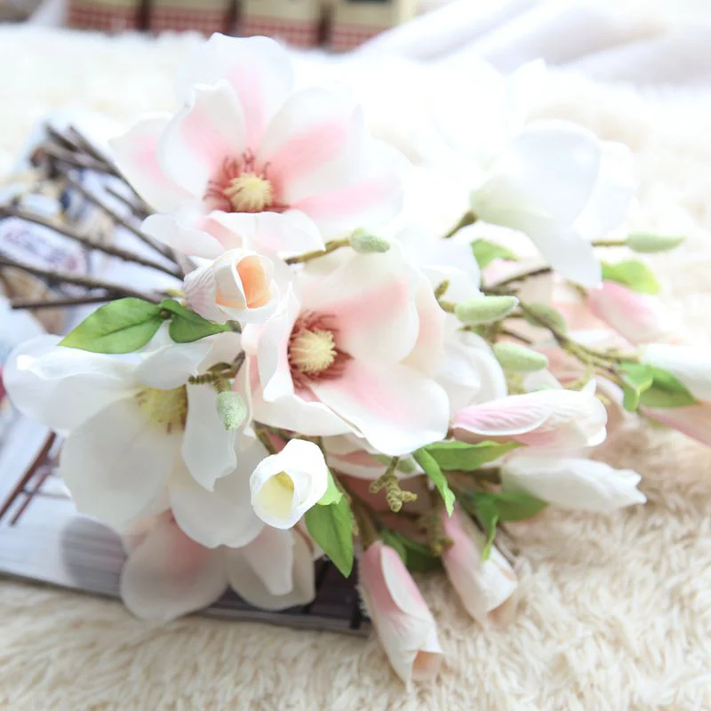 artificial flowers plastic magnolia decoration for wedding