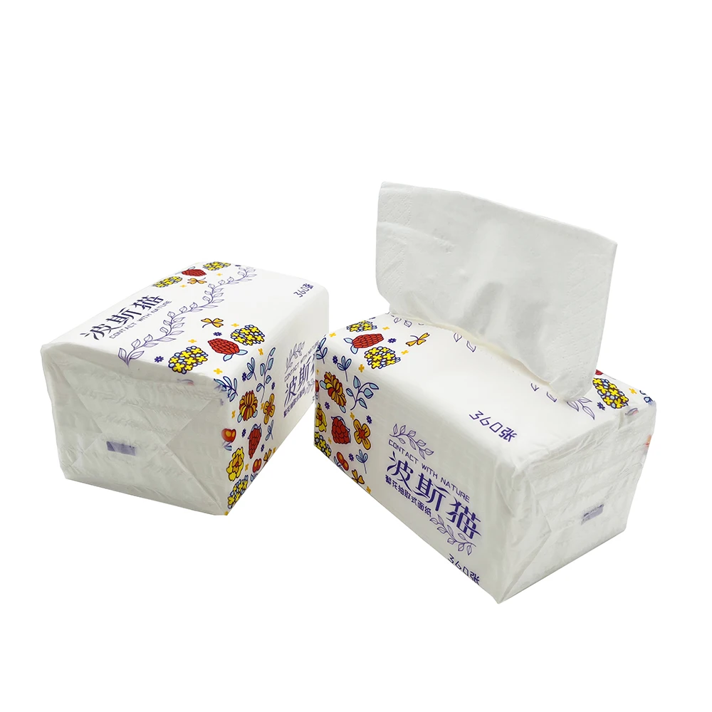 QINGSHE Custom Face Tissue Paper Factory Paper Towels 4 PLY Virgin Wood Pulp 90 Sheets Facial Tissue Paper