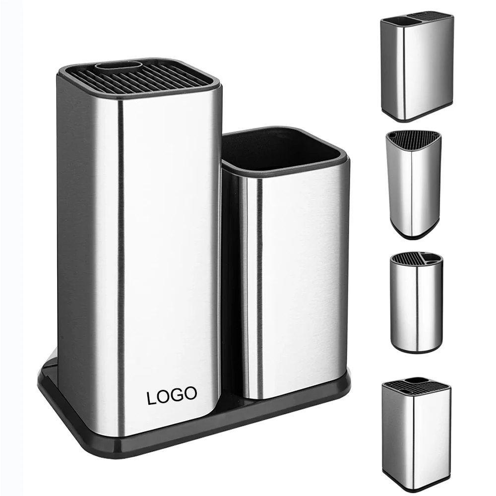 Fashion Square Stainless Steel Knife Holder General Kitchen Knife Holder Vertical Storage Rack Safe Storage Knife Scissors