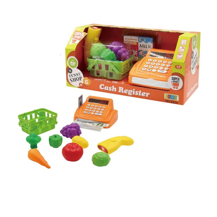 Children Pretend Play Cash Register Toy Set And Fresh Fruit Toy Set