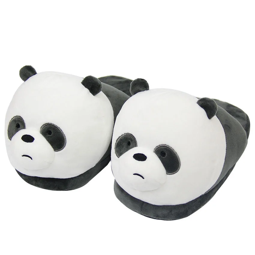2022 Winter Indoor Panda Women plush Slippers Cute animal slippers Warm Furry Shoes for bedroom for adult