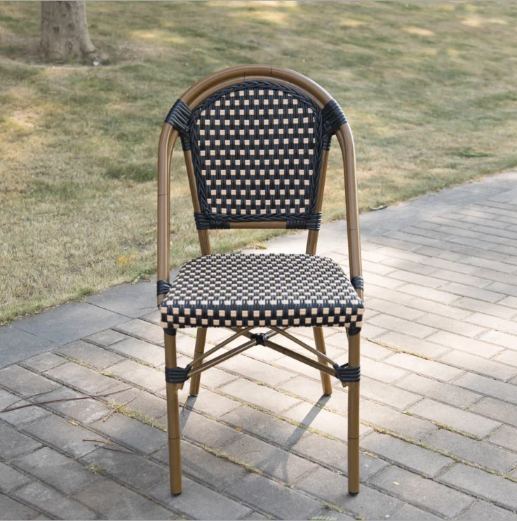 French style garden PE rattan wicker aluminium outdoor bamboo garden chair