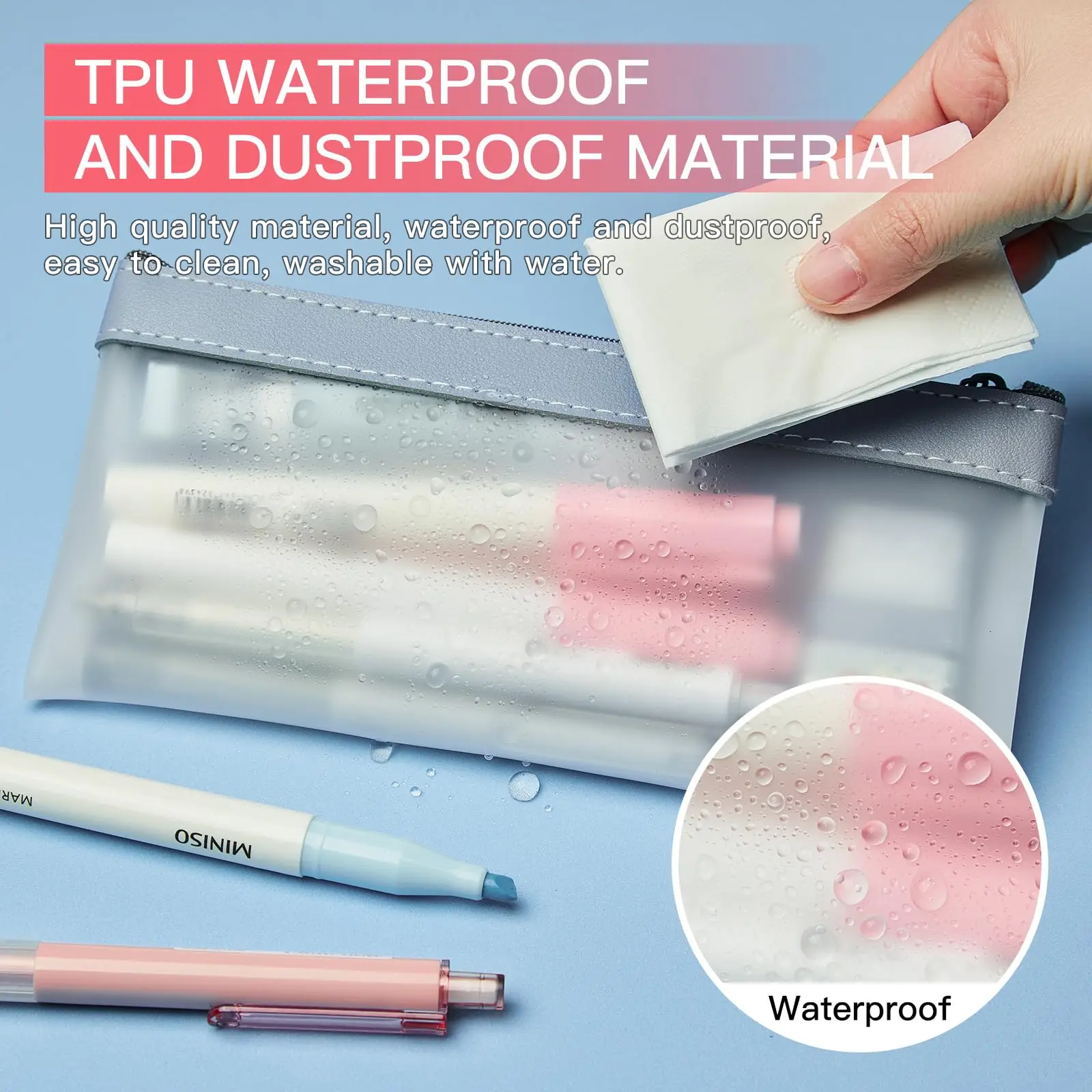 Best Seller QQgift Wholesale OEM Custom 3 Pack Clear Pencil Case Stationary Bags With Zipper Multi-function For Office School