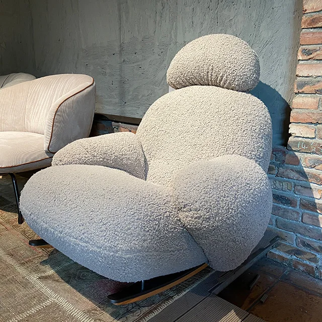 Hot sale popular metal base living room&bedroom modern white fabric rocking accent sofa chair furniture