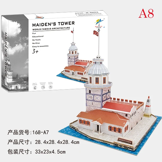 Factory Price World Famous Building Roller Coaster Cable Car Learning Education 3D Model Puzzle DIY Assemble Jigsaw Toy