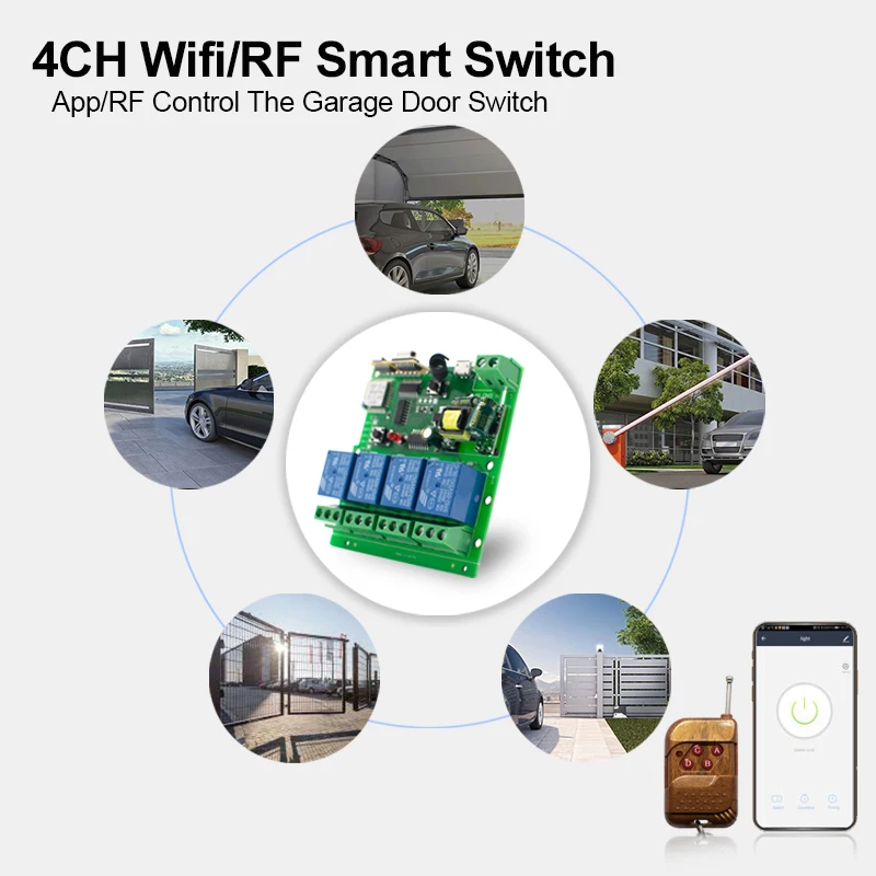 Реле дистанционного управления eWeLink 10 А 7-32 В Wi-Fi 4 канала 433