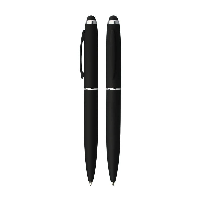 Luxury promotion stylus ballpoint metal soft touch rubber pen with custom logo